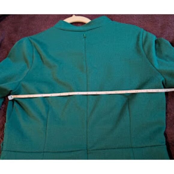 Chic Teal Retro Fit Flare Midi Dress Keyhole Modest Elegant Comfortable Size XL - Picture 4 of 10